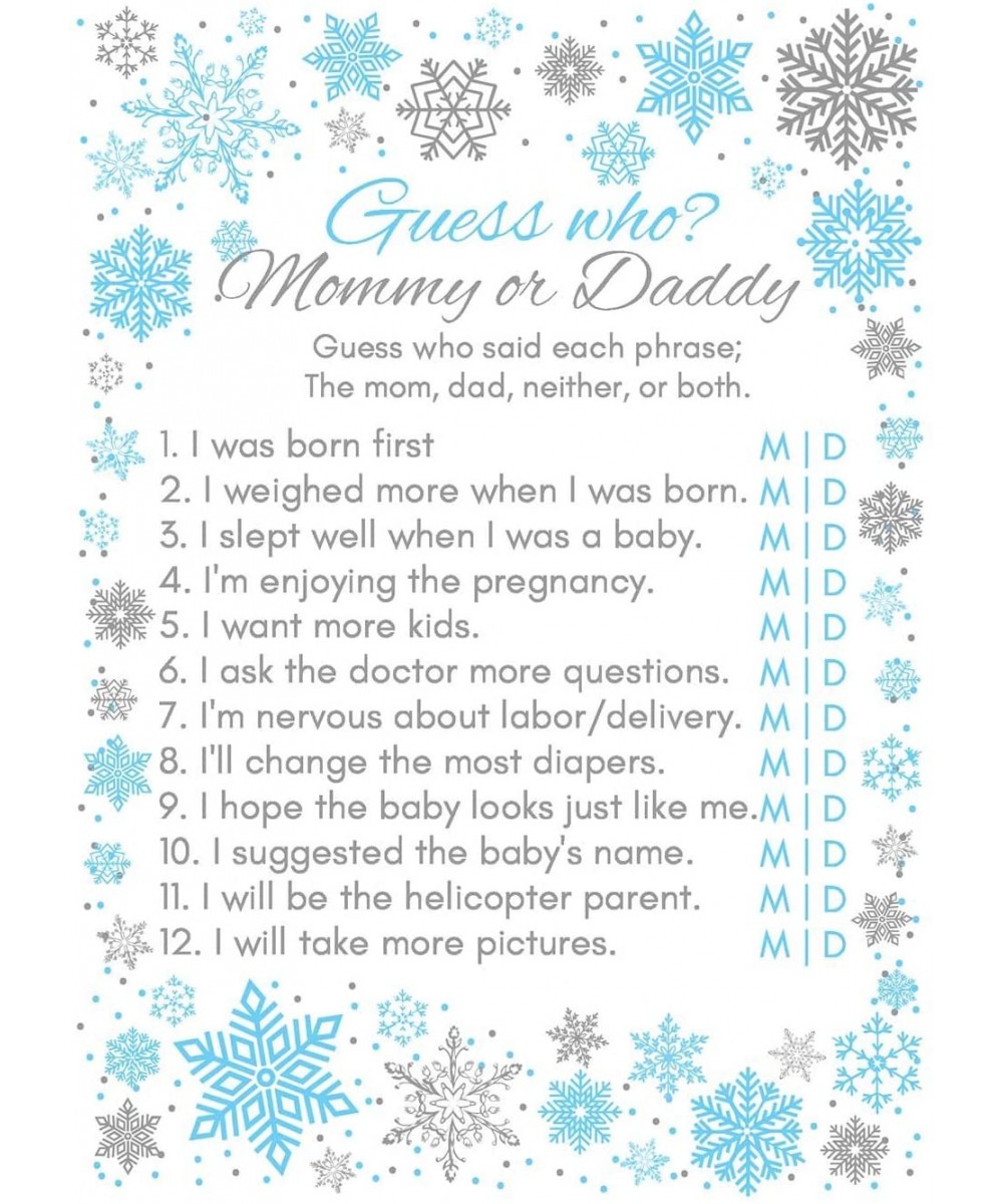 25 Winter Snowflake Boy Baby Shower Game Blue 5x7 Inches (Mommy or Daddy) - Mommy or Daddy - CP18N0GADG7 $8.82 Party Games & ...