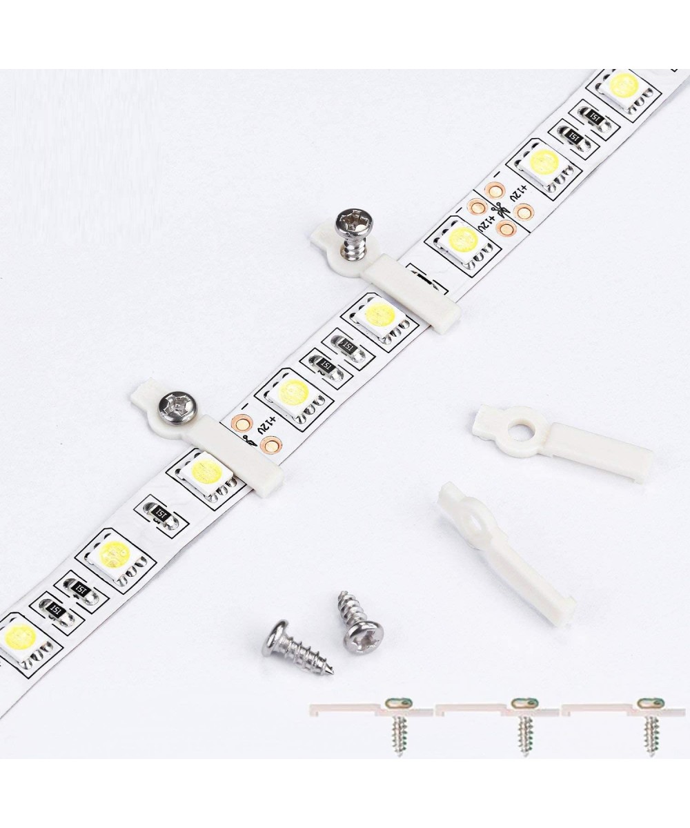 50pcs LED Light Strip Mounting Bracket Fixing Clip - One Side Fixing- Screws Included- Ideal for Non-Waterproof 10mm Width LE...