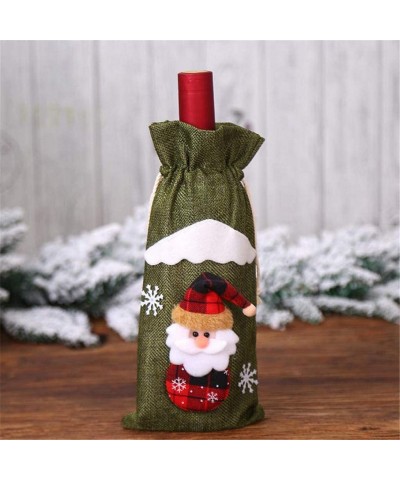 Christmas Decor Christmas Decoration Linen Old Man Doll Red Wine Bottle Set Wine Bag- Christmas Ornaments Advent Calendar Pil...