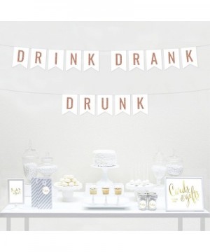 Rose Gold Faux Glitter Funny Alcohol Party Banner Decorations- Drink Drank Drunk- Approx 5-Feet- 1-Set- Wedding Bridal Shower...