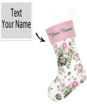 Christmas Stocking Custom Personalized Name Text Pink Florals Pattern for Family Xmas Party Decor Gift 17.52 x 7.87 Inch - Mu...