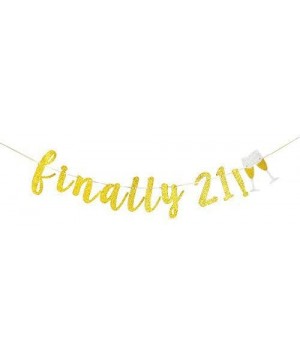 Finally 21! banner-21st Birthday Cheers to 21 Years Decorations Banner-Gold Glitter funny Banne for Happy 21st Birthday Party...