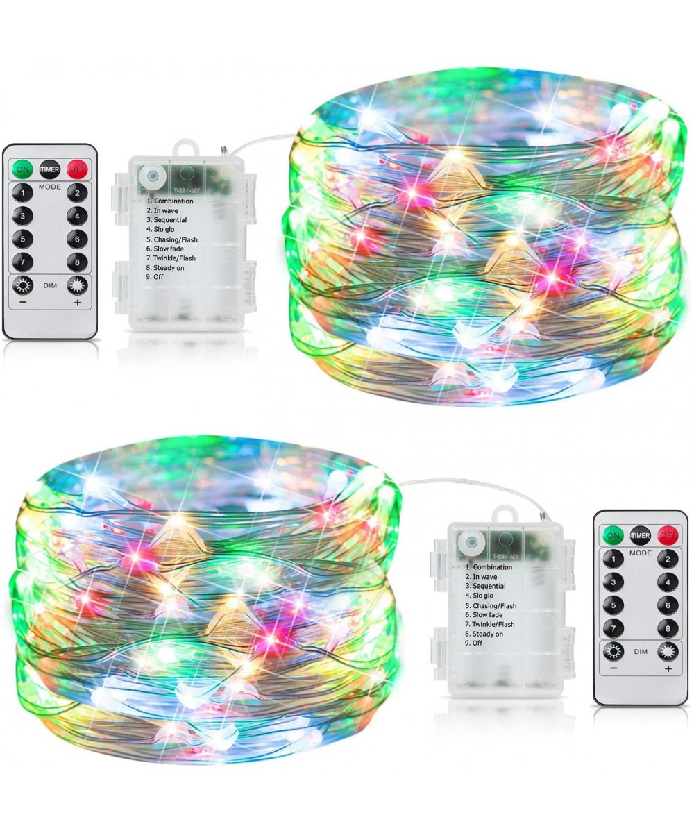 2 Pack 33FT Fairy Lights Battery Operated with Timer and 8 Mode Remote Control- 100 LED Waterproof Firefly String Lights for ...