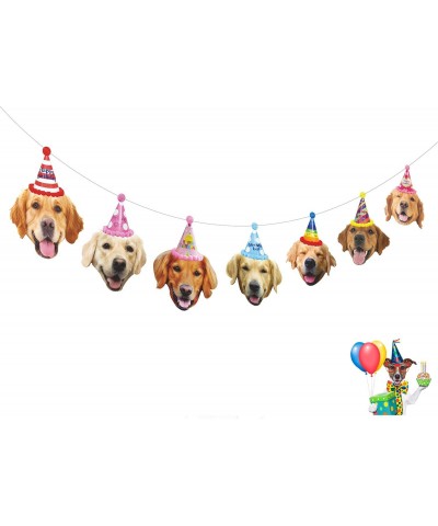 Birthday Golden Retriever Garland- Funny Dogs Face Portrait Birthday Banner- Bday Bunting Decorations - Golden Retriever Garl...