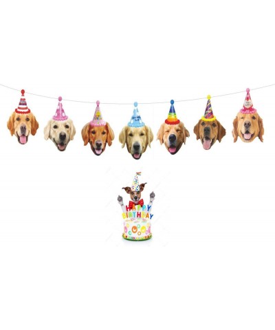 Birthday Golden Retriever Garland- Funny Dogs Face Portrait Birthday Banner- Bday Bunting Decorations - Golden Retriever Garl...