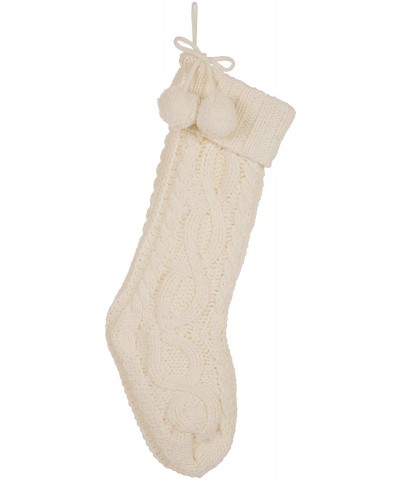 Xmas Stockings Rustic Knitted Stocking White Christmas Stockings with Pom Pom 24 Inches Height Hanging Stocking for Christmas...