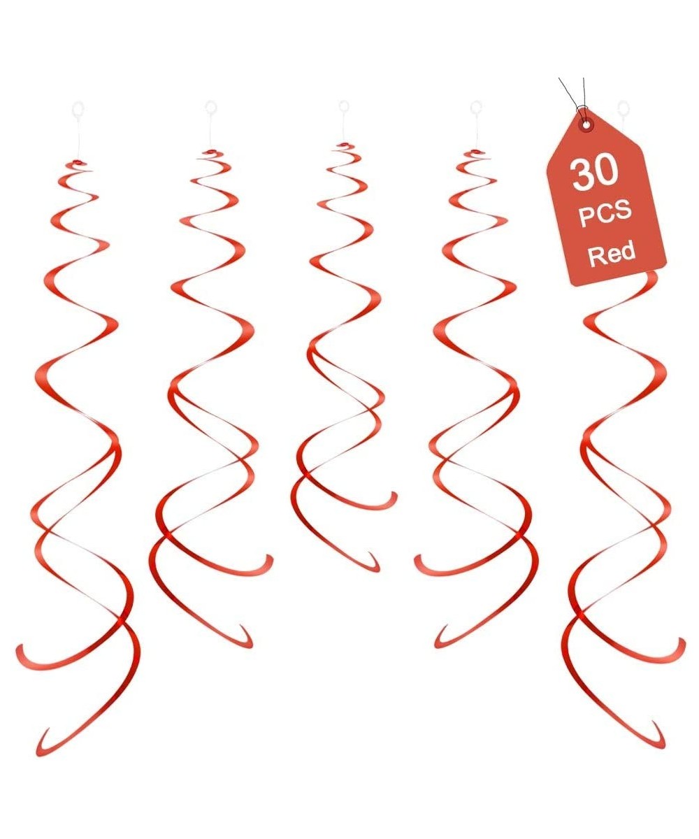 Hanging Swirl Decorations Pack of 30-Plastic Red Swirl Party Decorations for Ceiling Decorations-Hanging Decorations Whirls P...