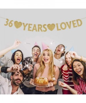 Gold 36 Year Loved Banner- Gold Glitter Happy 36th Birthday Party Decorations- Supplies - Gold-loved - CH19IK5LEO2 $8.18 Bann...