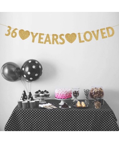 Gold 36 Year Loved Banner- Gold Glitter Happy 36th Birthday Party Decorations- Supplies - Gold-loved - CH19IK5LEO2 $8.18 Bann...