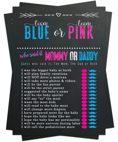 Gender Reveal Party Game Pack - Baby Shower Mommy or Daddy (25 Pack) - Guessing Which Parent Said It Trivia - Surprise Sprink...