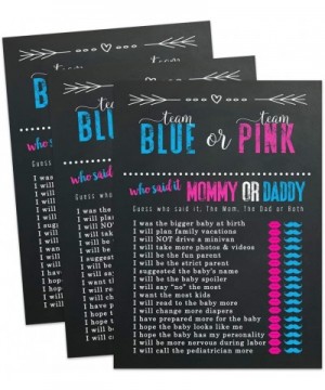 Gender Reveal Party Game Pack - Baby Shower Mommy or Daddy (25 Pack) - Guessing Which Parent Said It Trivia - Surprise Sprink...