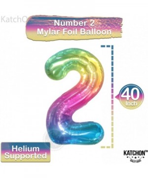 Giant Rainbow Jelly Number 2 Balloons - Large- 40 Inch- Colorful Gradient 2nd Birthday Balloons - 2nd Birthday Decorations fo...