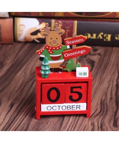 Wood Christmas Advent Calendar Santa Snowmen Reindeer Countdown Calendar with Painted Blocks Tabletop Decorative Ornaments fo...