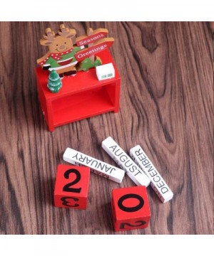 Wood Christmas Advent Calendar Santa Snowmen Reindeer Countdown Calendar with Painted Blocks Tabletop Decorative Ornaments fo...