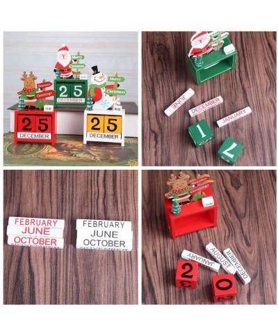 Wood Christmas Advent Calendar Santa Snowmen Reindeer Countdown Calendar with Painted Blocks Tabletop Decorative Ornaments fo...