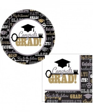 Key to Success Congrats Grad Graduation Dessert Supplies for 60 Guests- With Small Paper Plates and Napkins - C718SM9ORXH $27...