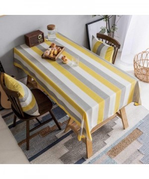 Yellow Tablecloth Waterproof Striped Farmhouse Colorful Table Covers for Party Kitchen Indoor Outdoor- 52x72 inch- Yellow Whi...