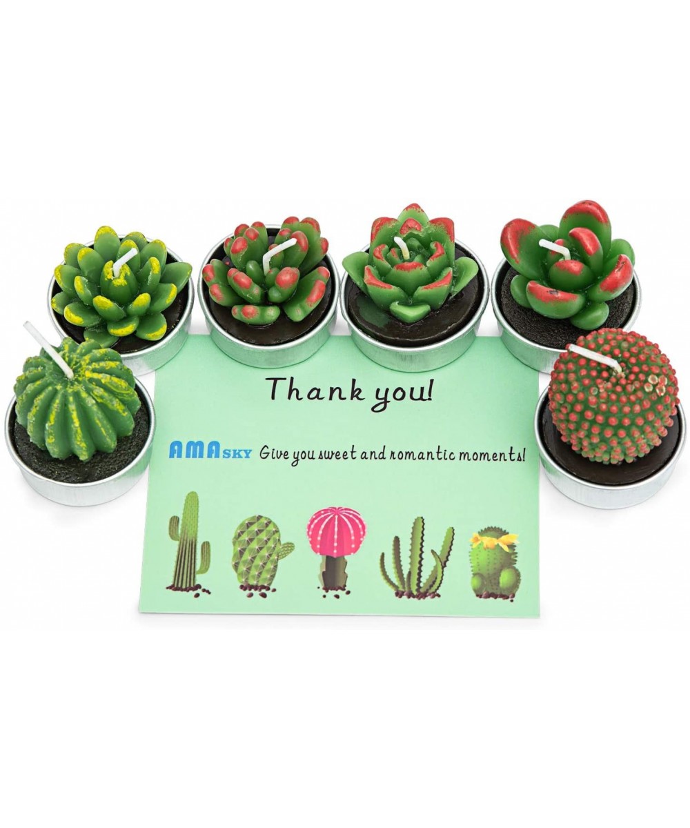 Handmade Delicate Succulent Cactus Candles for Birthday Party Wedding Spa Home Decoration. (6 in Pack) - 6 in Pack - CZ18MCQ5...