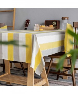 Yellow Tablecloth Waterproof Striped Farmhouse Colorful Table Covers for Party Kitchen Indoor Outdoor- 52x72 inch- Yellow Whi...