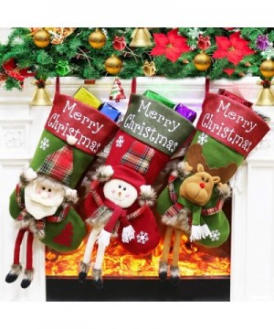 Christmas Stockings- Big Xmas Stockings Decoration - 18" Santa Snowman Reindeer Stocking for Home Decor Set of 3 - Red - C118...