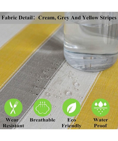 Yellow Tablecloth Waterproof Striped Farmhouse Colorful Table Covers for Party Kitchen Indoor Outdoor- 52x72 inch- Yellow Whi...