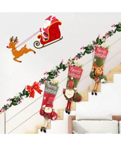 Christmas Stockings- Big Xmas Stockings Decoration - 18" Santa Snowman Reindeer Stocking for Home Decor Set of 3 - Red - C118...