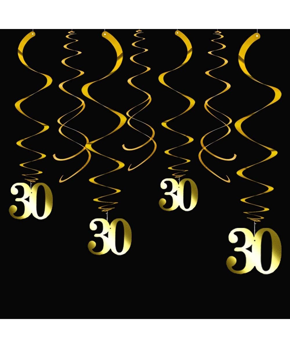 Gold 30 Party Swirl Birthday Decorations-Foil Ceiling Hanging Swirl for 30th Birthday Party Decorations 30th Anniversary - Pa...