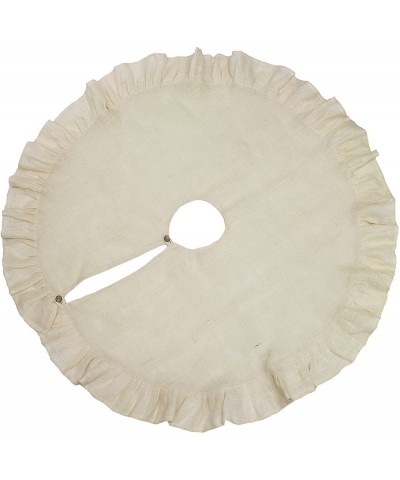 Holiday Décor Ruffle Trim Jute Burlap Xmas Tree Skirt (Ivory- 53" Round Tree Skirt) - Ivory - CM18882UHDK $18.67 Tree Skirts