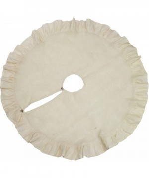 Holiday Décor Ruffle Trim Jute Burlap Xmas Tree Skirt (Ivory- 53" Round Tree Skirt) - Ivory - CM18882UHDK $18.67 Tree Skirts