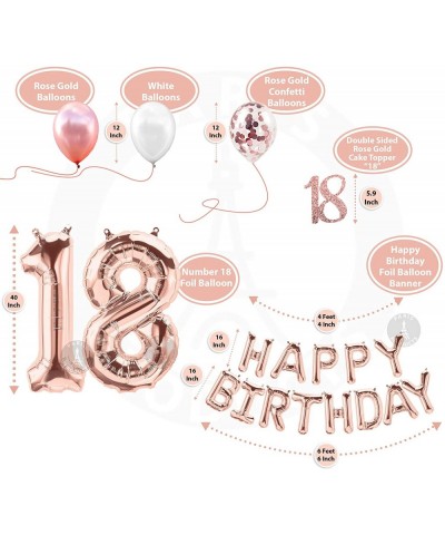 18th Birthday Decorations- 18 Birthday Party Supplies - 18 Cake Topper Rose Gold Banner - Rose Gold Confetti Balloons for her...
