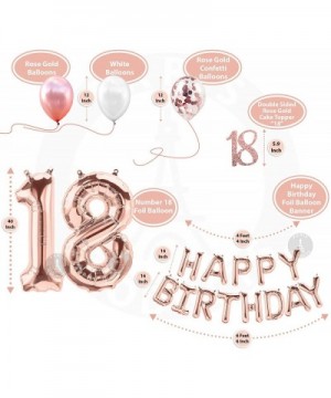 18th Birthday Decorations- 18 Birthday Party Supplies - 18 Cake Topper Rose Gold Banner - Rose Gold Confetti Balloons for her...