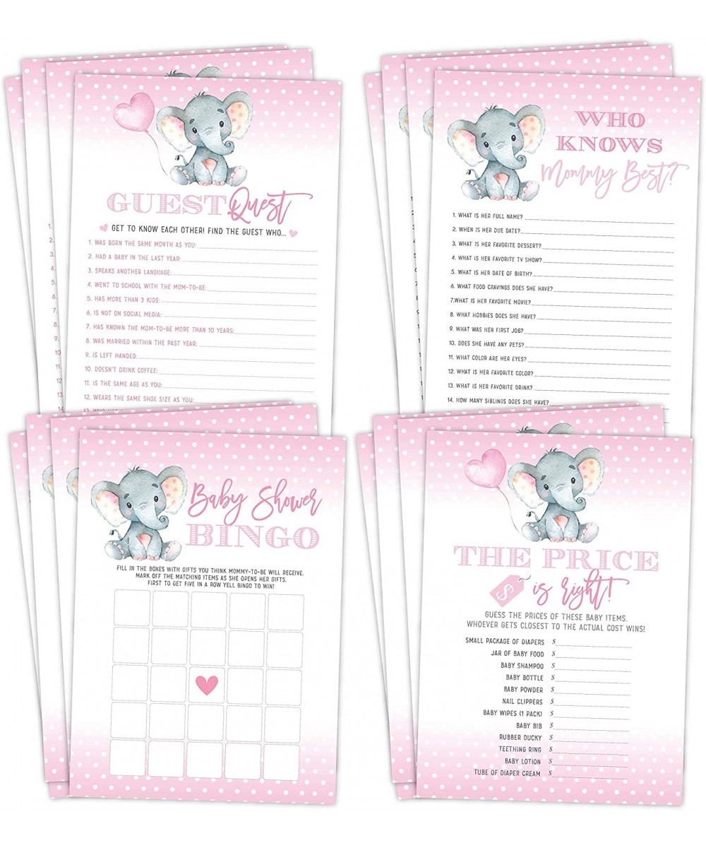 Elephant Girl Baby Shower Games- Bingo- Find The Guest- The Price Is Right- Who Knows Mommy Best- 25 games each - CM193YKZO3S...