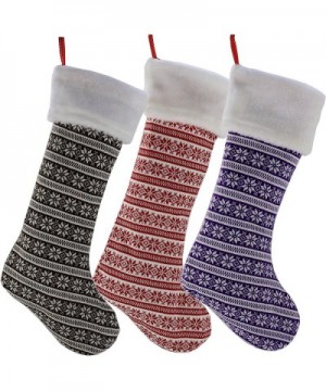 Set of 3 Knitted Christmas Stockings Xmas Holiday Party Season Decor Warm Gifts for Toddler Kids Family Extra Long- 19Inch - ...