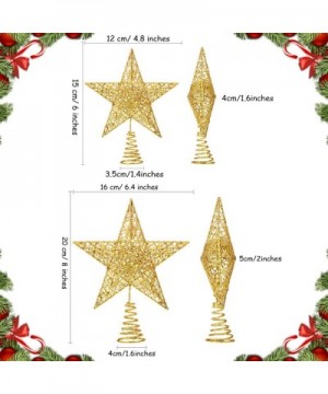 2 Pieces Metal Glittered Christmas Tree Topper Star Treetop Hollow Wire Star Topper for Christmas Tree Ornament- 2 Sizes (Gol...