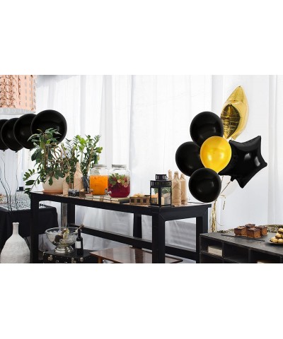 Happy 60th Birthday Party Supplies Black Banner Gold Black Balloons Large 60 Foil Number Balloon Black Gold Foil Star Balloon...