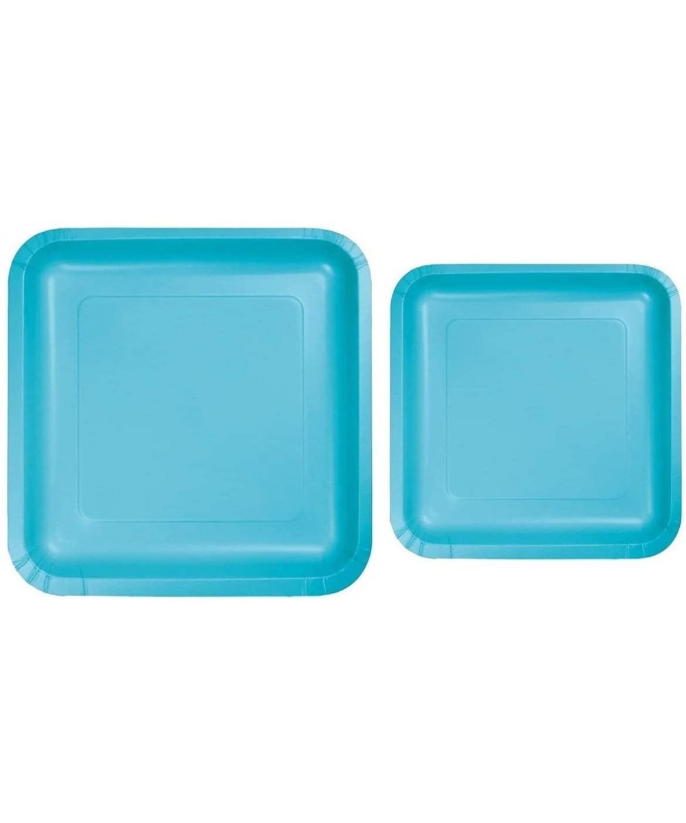 100 Count Square Teal Paper Plates - 50~9" Dinner Paper Plates - 50~7" Dessert Paper Plates - Teal Party Theme - C4194DW4K56 ...