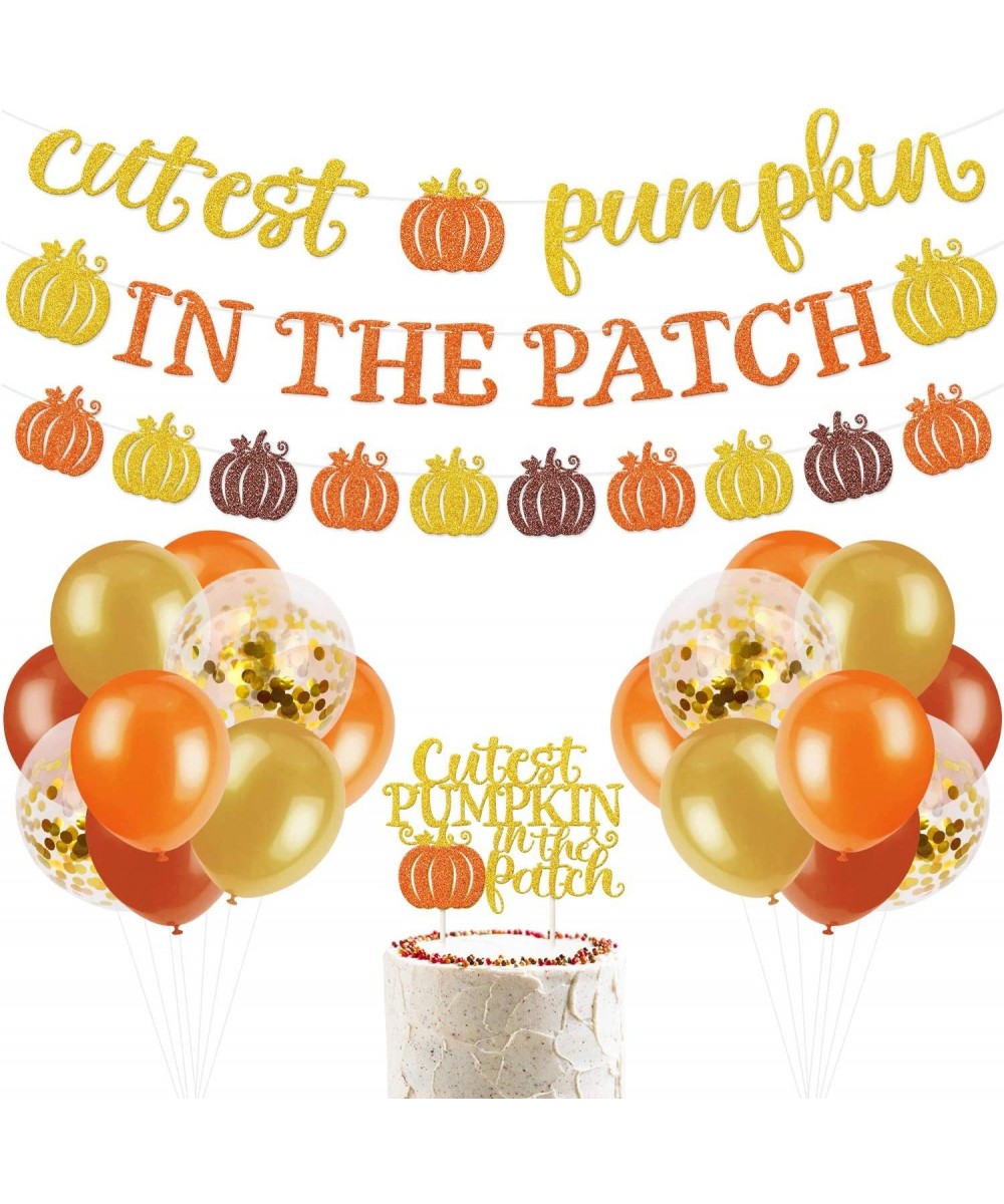 Pumpkin Party Decorations Cutest Pumpkin in the Patch Banner Pumpkin Garland Pumpkin Baby Shower Cake Topper Fall Party Ballo...