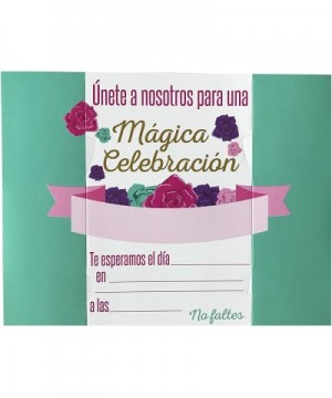 Unicorn Invitations in Spanish- 20 Invitations (White and Blue Green) - CS18YWDORGX $5.56 Invitations