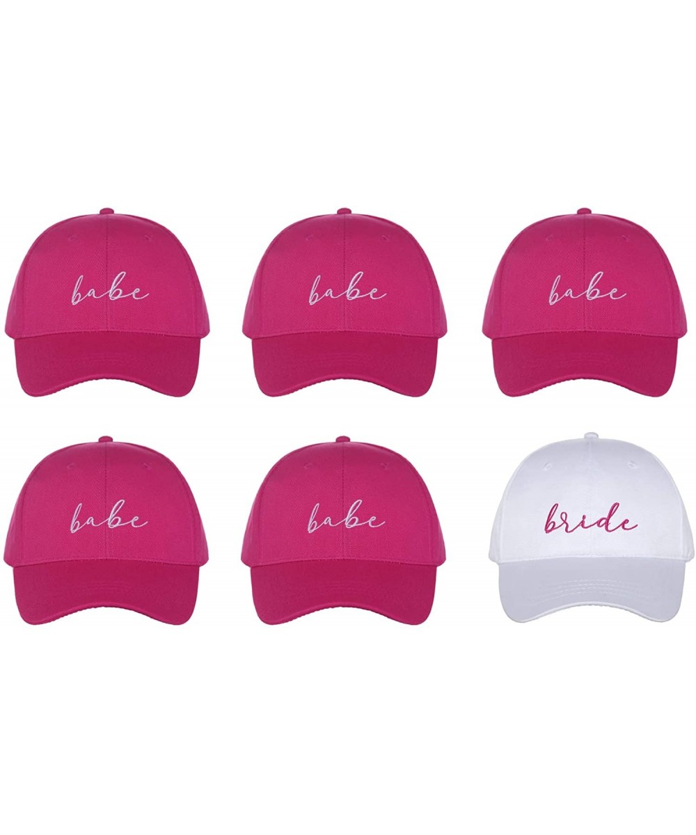 Bride Tribe Hats I 6 Pack I 1 Bride Hat 5 Babe Hats I Bachelorette Hats Pink - Pink - CO193YHTSTU $23.67 Hats