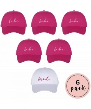 Bride Tribe Hats I 6 Pack I 1 Bride Hat 5 Babe Hats I Bachelorette Hats Pink - Pink - CO193YHTSTU $23.67 Hats