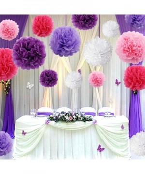 15 Packs Paper Flowers Pom Poms Decorations Purple Pink White Tissue Paper Flowers Balls Set for Birthday Wedding Bridal Show...