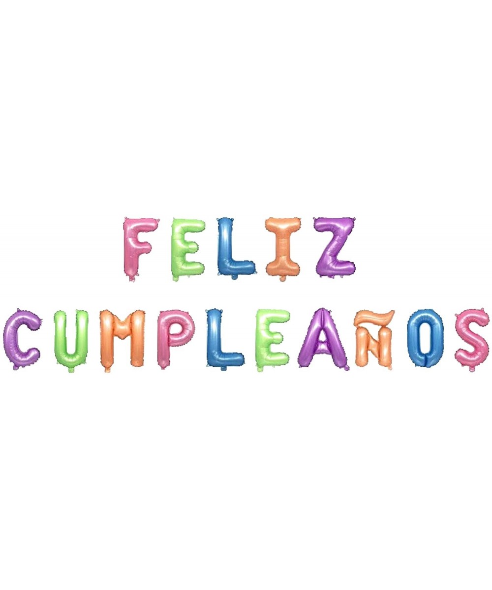 Feliz Cumpleaños 16 Inch Letter Foil Mylar Balloon Banner Kit- Pastel Colors - Pastel Multicolor - C518NU74YEZ $9.12 Balloons