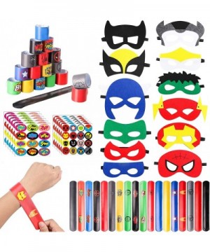 60 Packs Superhero Party Favors - 36 Pcs Superhero Slap Bracelets- 12 Pcs Felt Masks- 12 Sheets of Stickers- Avengers Superhe...