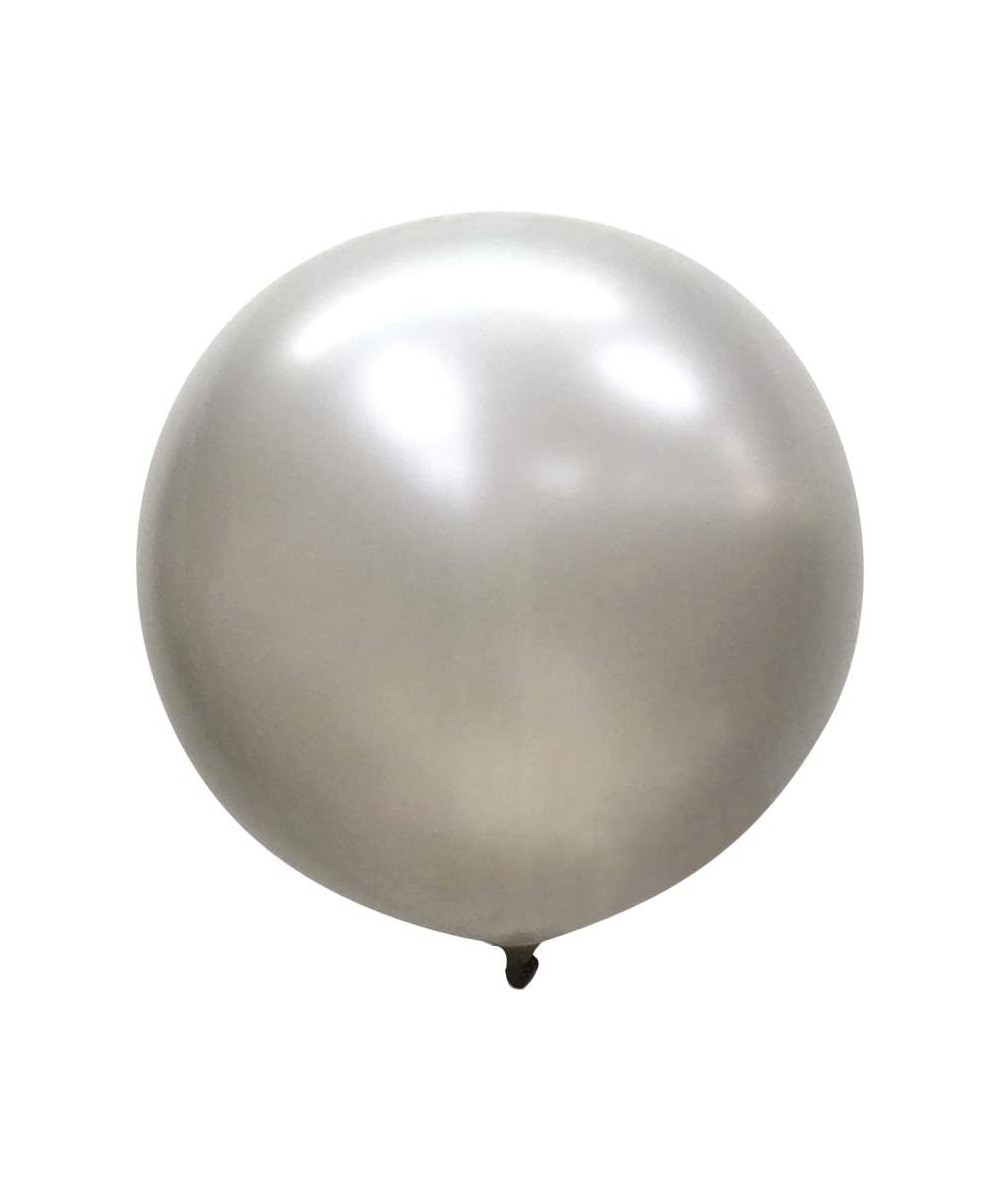 36 Inch Giant Latex Balloons- Pearl Silver Round Balloons for Birthdays Weddings Receptions Festival Party Decoration- Pack o...