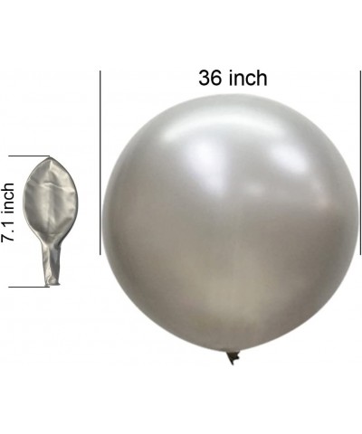 36 Inch Giant Latex Balloons- Pearl Silver Round Balloons for Birthdays Weddings Receptions Festival Party Decoration- Pack o...