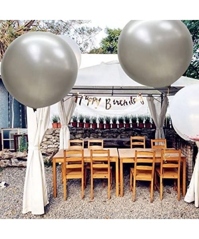 36 Inch Giant Latex Balloons- Pearl Silver Round Balloons for Birthdays Weddings Receptions Festival Party Decoration- Pack o...