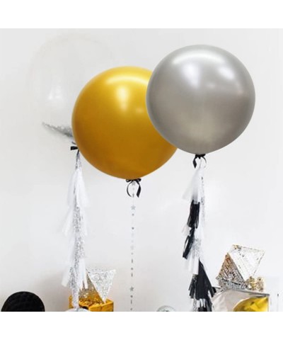 36 Inch Giant Latex Balloons- Pearl Silver Round Balloons for Birthdays Weddings Receptions Festival Party Decoration- Pack o...