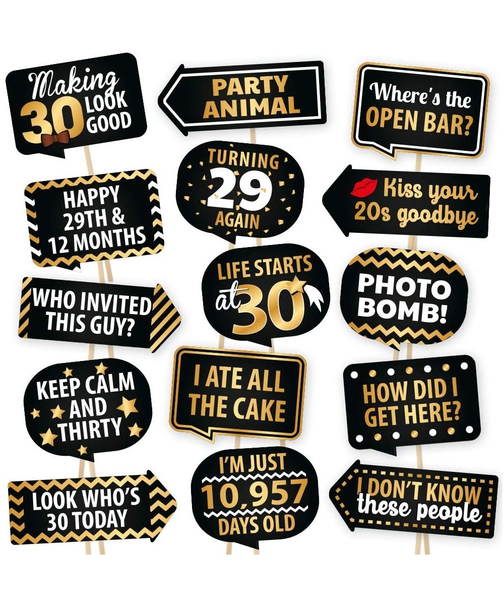 30th Birthday Photo Booth Props - European Made Black And Gold Dirty 30 Birthday Decorations - Easy To Assemble 30th Birthday...