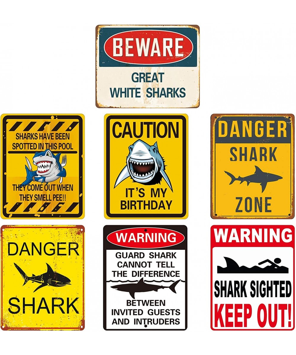 Reusable Shark Party Decorations - Shark Zone Party Decorations- Shark Party Wall Decor Signs - Waterproof Splash- No Fading ...