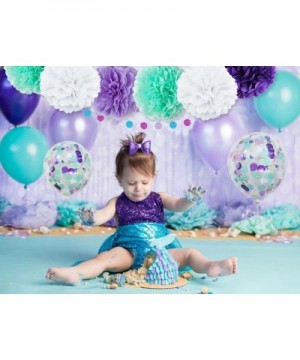 Mermaid Balloons 40 Pack- 12 Inch Light Dark Purple Seafoam Blue Latex Balloons with Confetti Balloon for Mermaid Party Decor...